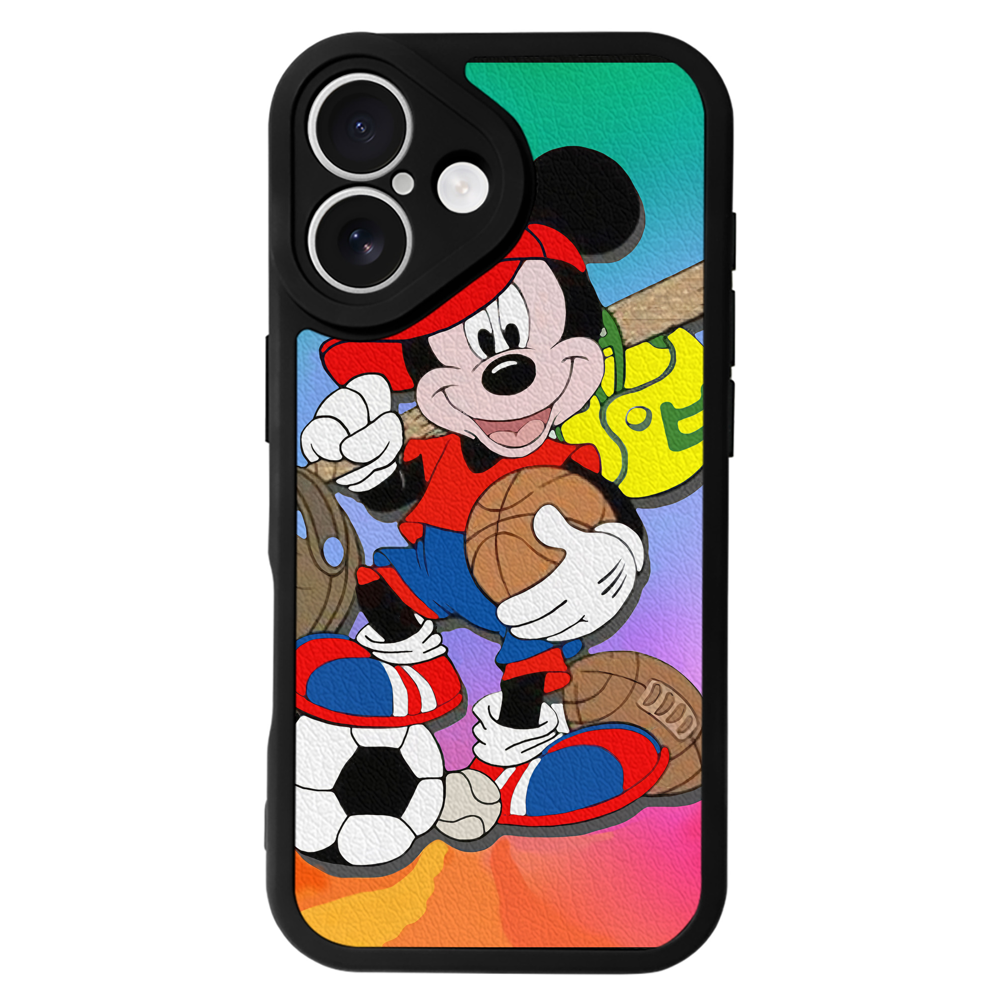 （画像用） ミッキーマウス Mickey Mouse 【iPhone 16シリーズ対応】シリコンスマホケース（レザー調） 材質：シリコン